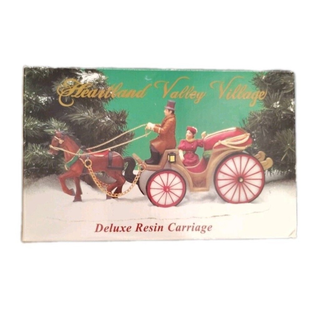 Vintage Heartland Valley Village Deluxe Resin Carriage, Hand Painted Christmas